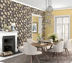 Living Room Interior Design With Combined Wallpaper