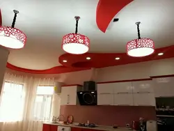 Потолочные люстры для нацяжных столяў у кухні фота