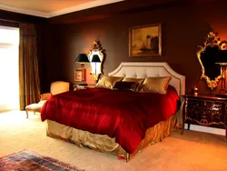 Red furniture in the bedroom interior