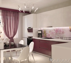 Color Combination With Pink In The Kitchen Interior Photo