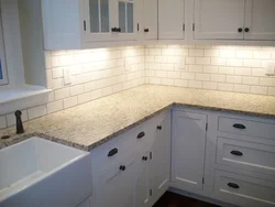 Tabletop and apron for the kitchen of the same color photo in the interior