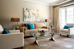What colors goes with beige in the living room interior photo