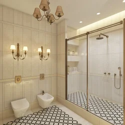 Bathroom Interior With Shower Without Bathtub