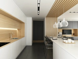 Laminate on the ceiling in the kitchen interior