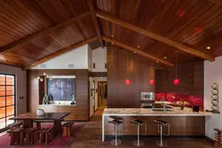 Laminate on the ceiling in the kitchen interior