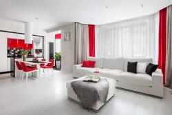 Red And White Living Room Design