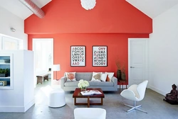 Red and white living room design