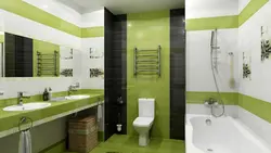 Bathroom green white tiles photo