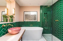 Bathroom Green White Tiles Photo