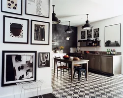 Черная стена на кухне фото в интерьере