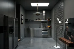 Черная стена на кухне фото в интерьере