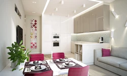 Design of a one-room kitchen living room