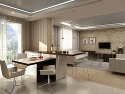 Design of a one-room kitchen living room
