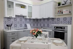 Wallpaper for white kitchen in the interior