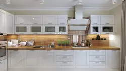 White wooden kitchen in the interior photo