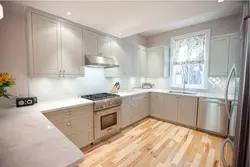 White Wooden Kitchen In The Interior Photo