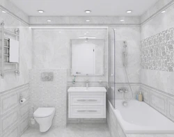 Дизайн плитки одного тона в ванной комнате