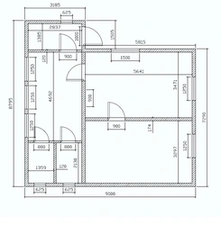 Apartment design with room sizes