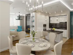 Дизайн кухни гостиной в доме в современном стиле светлых тонах