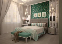 Beige turquoise bedroom photo