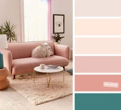 Combination of peach color in the living room interior