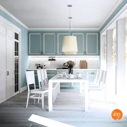 Mint gray kitchen interior