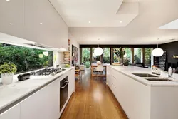 Kitchen in your house with two windows photo