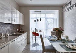 Bright Kitchen Design With Balcony