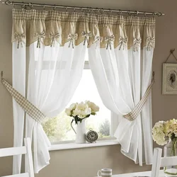 Tulle Curtains For The Kitchen Up To The Windowsill Photo