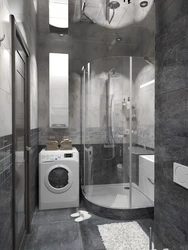 Bathroom Interior With Shower And Washing Machine