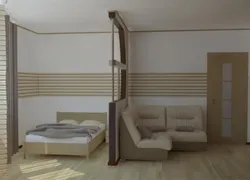 Дызайн гасцінай 18 м з перагародкай для спальні фота