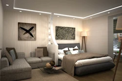 Living Room Design 18 M With A Partition For The Bedroom Photo