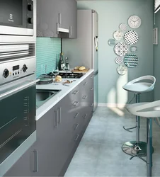 Interior of a small kitchen in gray