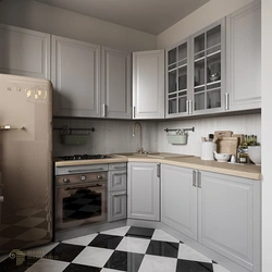 Interior of a small kitchen in gray