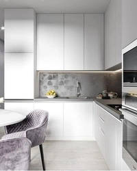 Interior of a small kitchen in gray