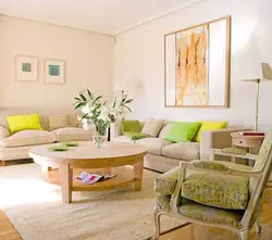 Color combination in the living room interior light beige