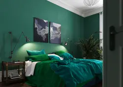 Bedroom interior in green tone photo