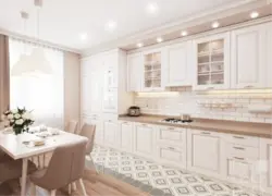 Wallpaper for kitchen interior design with light furniture