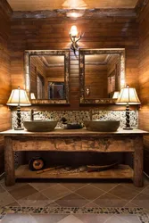 Photo Of A Bathtub In A Wooden Style