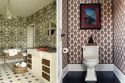 Ванная комната дизайн с обоями и плиткой