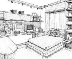 Bedroom design drawn