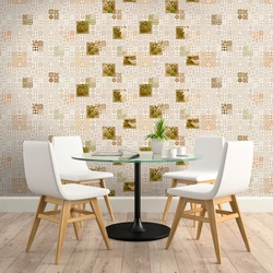 Vinyl wallpaper in the kitchen interior