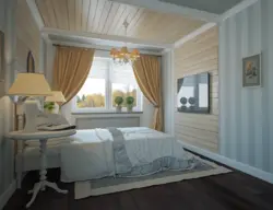 Bedroom design at the dacha in a wooden house