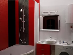 Дызайн ваннага пакоя чырвона чорнага колеру