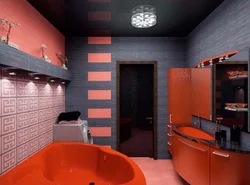 Дызайн ваннага пакоя чырвона чорнага колеру