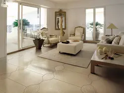 Porcelain stoneware floor design in the living room