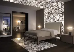Bedroom Design With Marbled Wallpaper