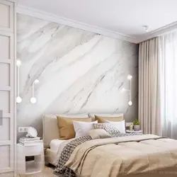 Bedroom Design With Marbled Wallpaper