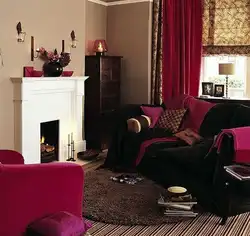 Combination Of Burgundy Color In The Living Room Interior