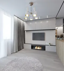 Living Room Interior With Fireplace In Apartment 20